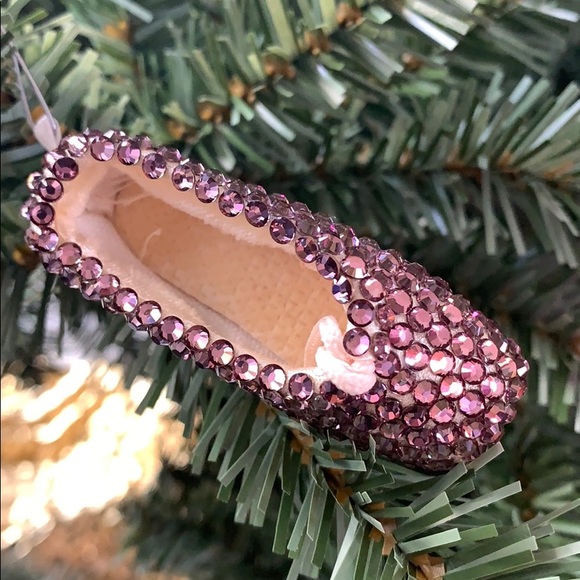 Ballet Pointe Shoe Ornament Antique Pink Swarovski - Picture 2 of 12